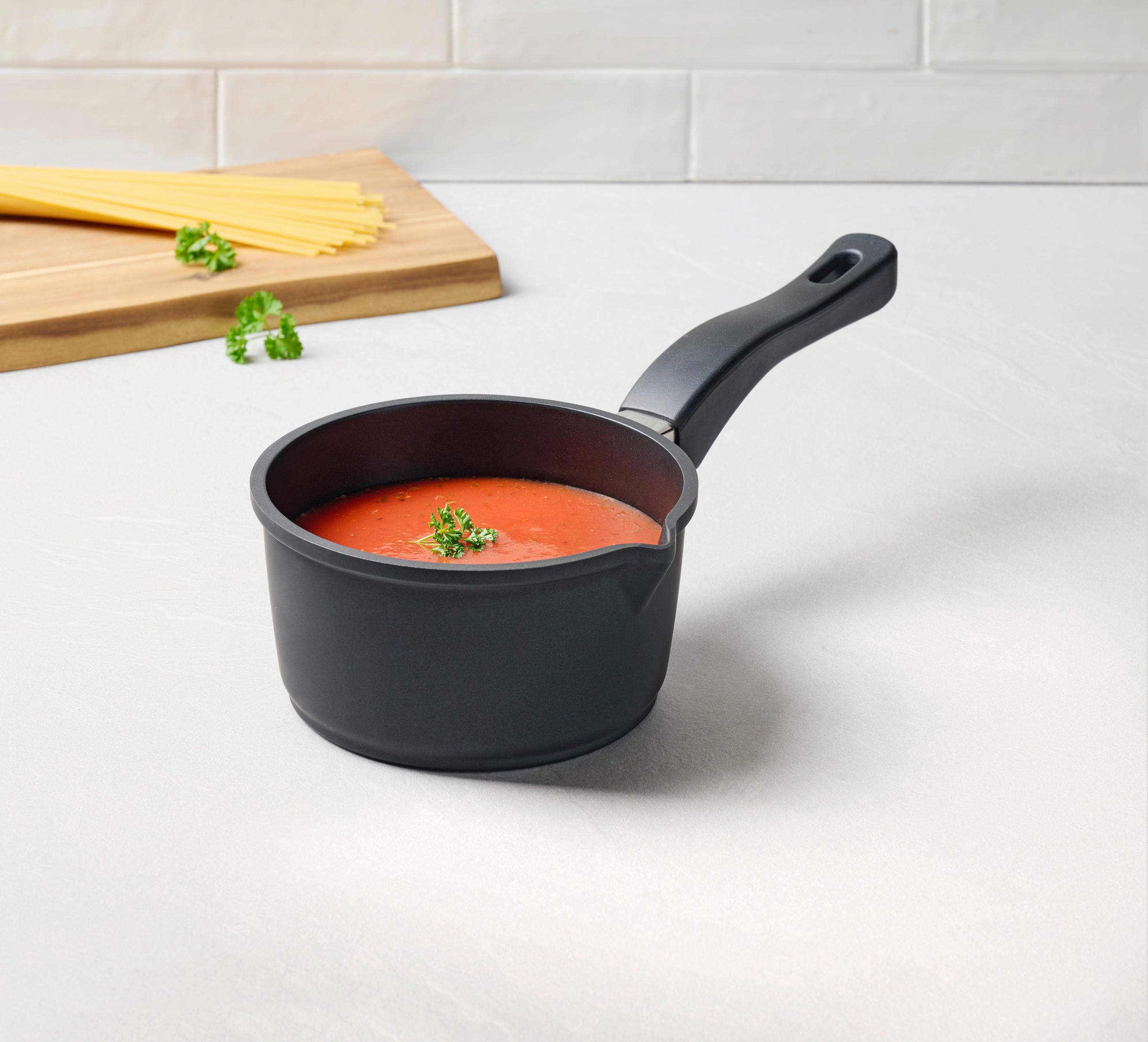 STIELKASSEROLLE Turin 1,1 L  - Edelstahlfarben/Schwarz, KONVENTIONELL, Kunststoff/Metall (16/8,5cm) - Homeware Profession.