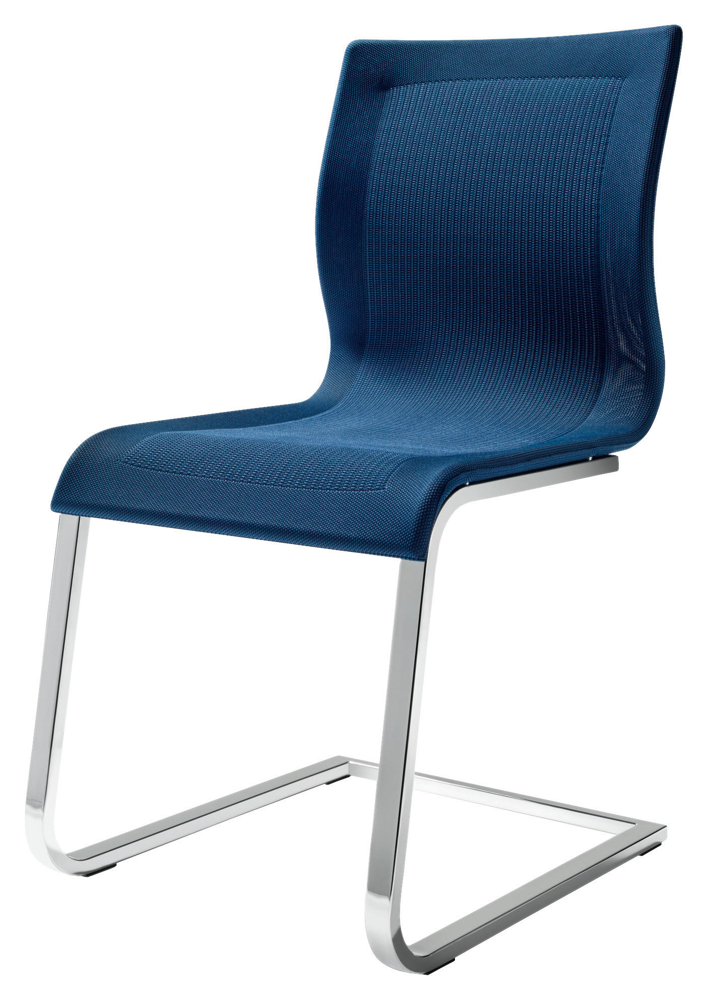 SCHWINGSTUHL  in Stahl Netzbespannung  - Blau/Edelstahlfarben, Design, Textil/Metall (47/93/62cm) - Team 7