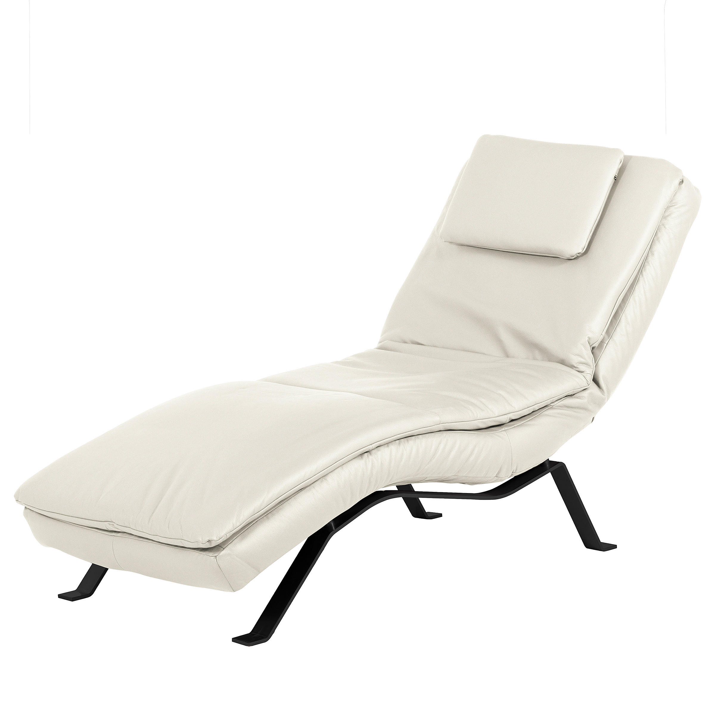 RELAXLIEGE Echtleder Weiß  - Schwarz/Weiß, Design, Leder/Metall (65/95/171cm) - Celina Home