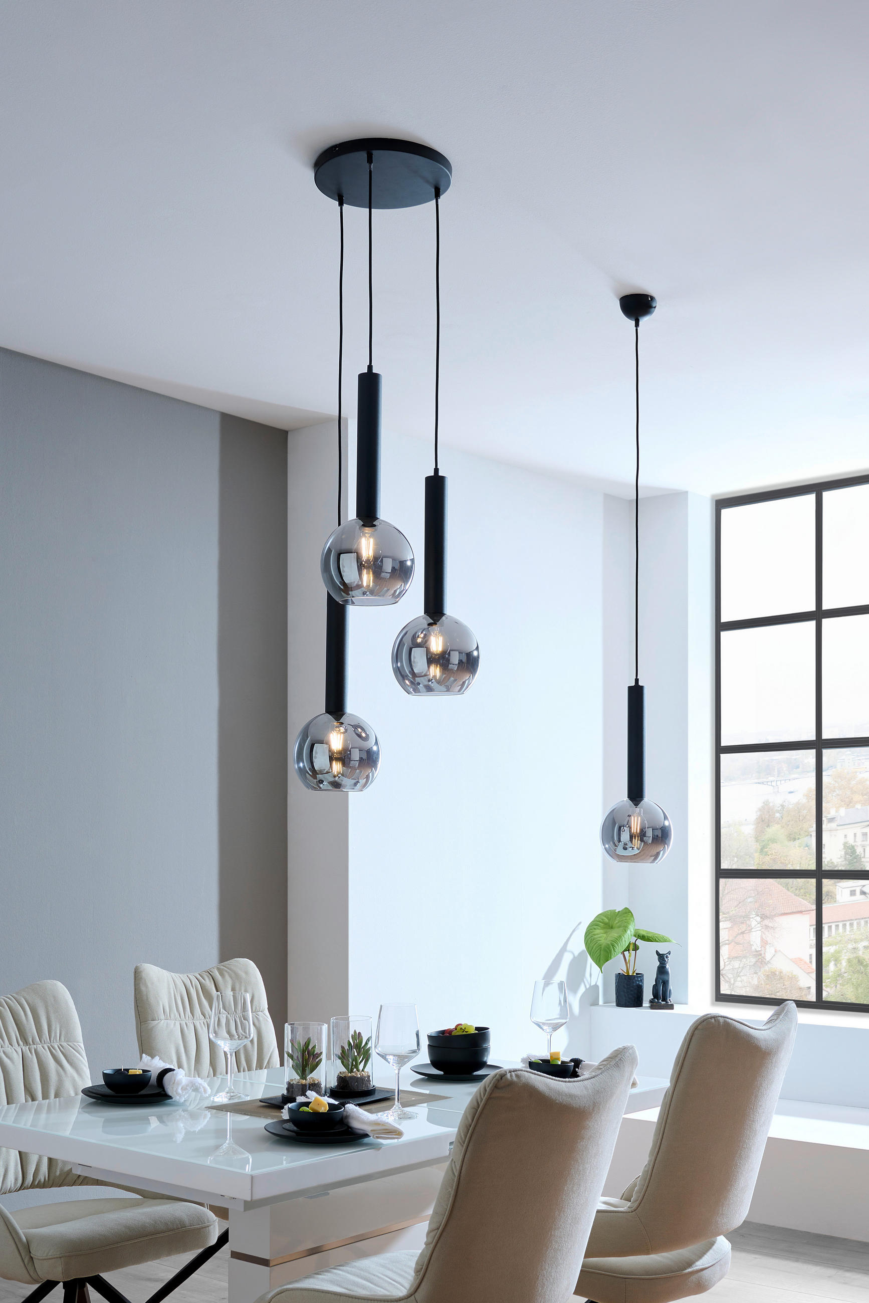 HÄNGELEUCHTE 45/150 cm  - Schwarz, Design, Metall (45/150cm) - Dieter Knoll