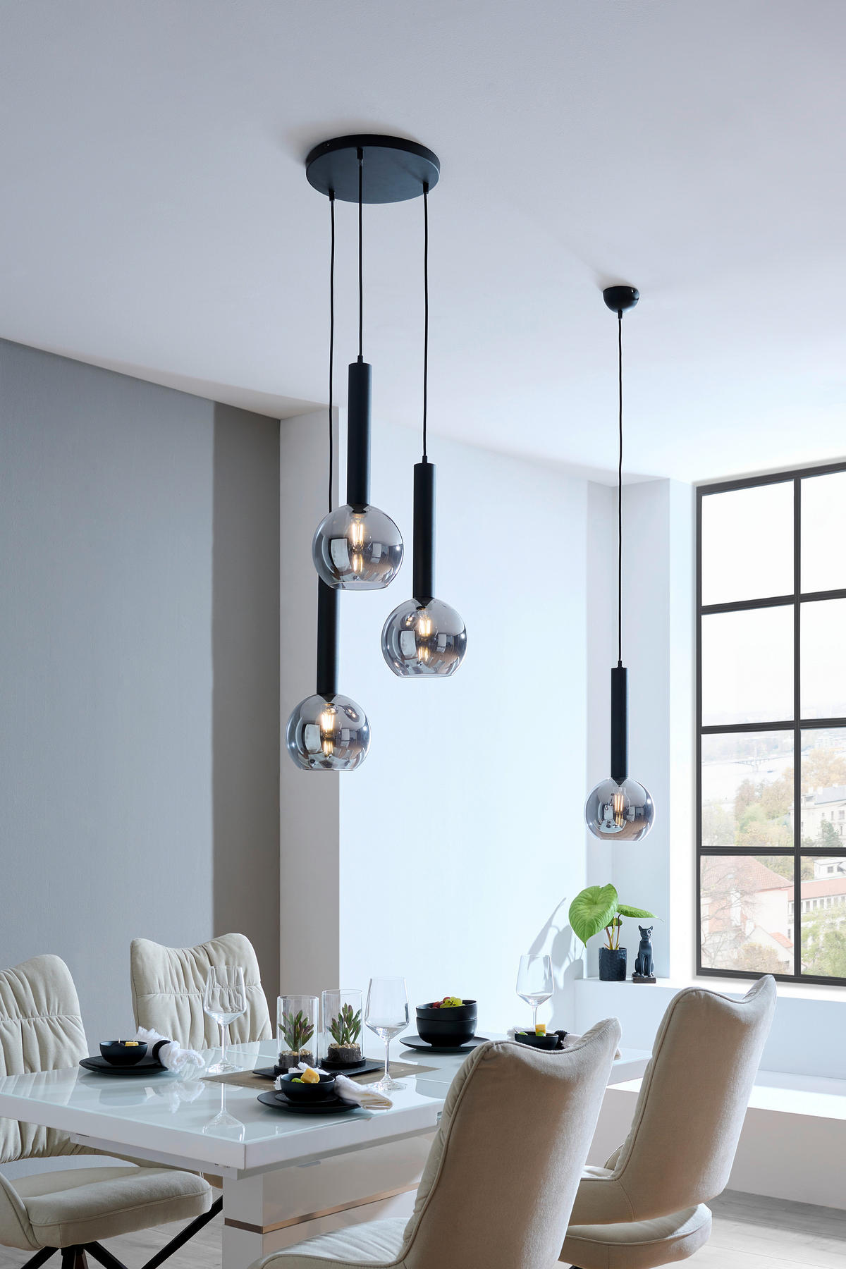 HÄNGELEUCHTE 45/150 cm  - Schwarz, Design, Metall (45/150cm) - Dieter Knoll
