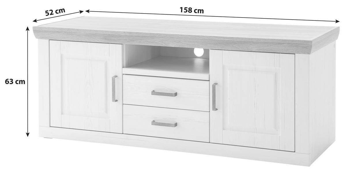 TV-ELEMENT  in 158/63/52 cm  - Eichefarben/Schwarz, Lifestyle, Holzwerkstoff/Metall (158/63/52cm) - Livetastic
