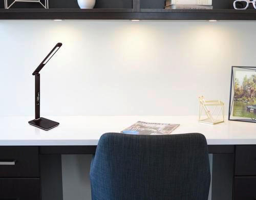 LED-SCHREIBTISCHLEUCHTE Tanna 31/14/59,5 cm   - Chromfarben/Dunkelbraun, Basics, Kunststoff (31/14/59,5cm) - Globo