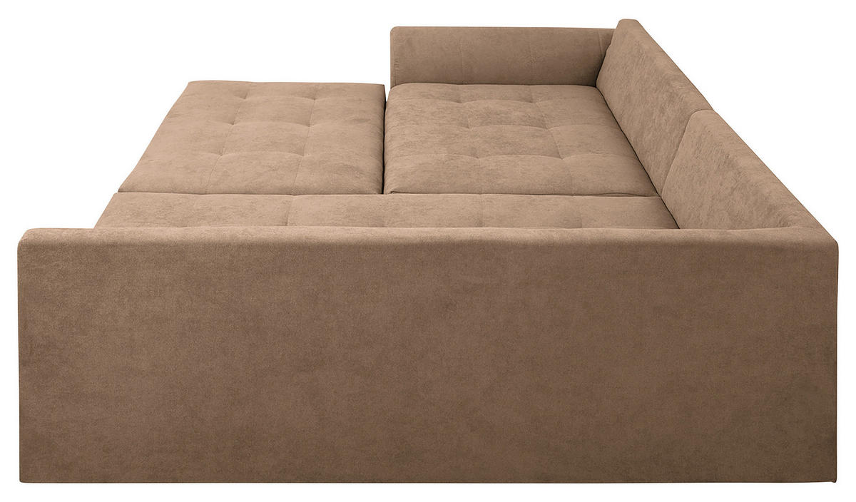 ECKSOFA inkl. Hocker Ariella Beige Mikrofaser  - Beige/Naturfarben, Design, Holz/Textil (161/231cm) - Livetastic