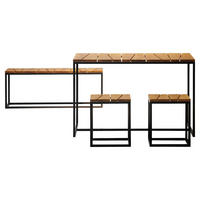 GARTENSET 4-teilig Robiniemassiv Stahl 4-teilig  - Robinienfarben/Schwarz, KONVENTIONELL, Holz/Metall - Jan Kurtz