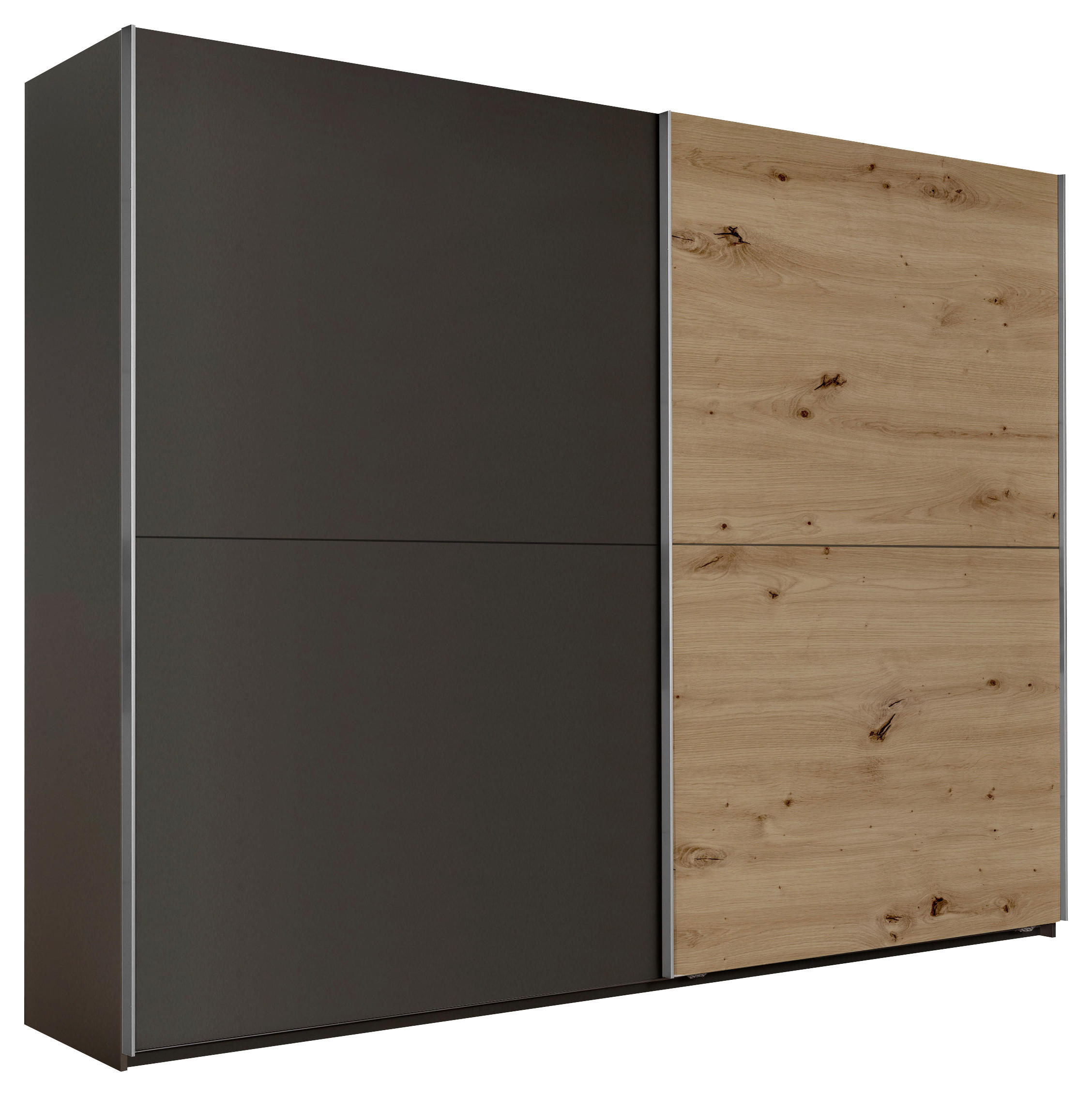 SCHWEBETÜRENSCHRANK 270/210/60 cm 2-türig Graphitfarben, Eiche Artisan  - Graphitfarben/Alufarben, MODERN, Holzwerkstoff/Metall (270/210/60cm) - Livetastic