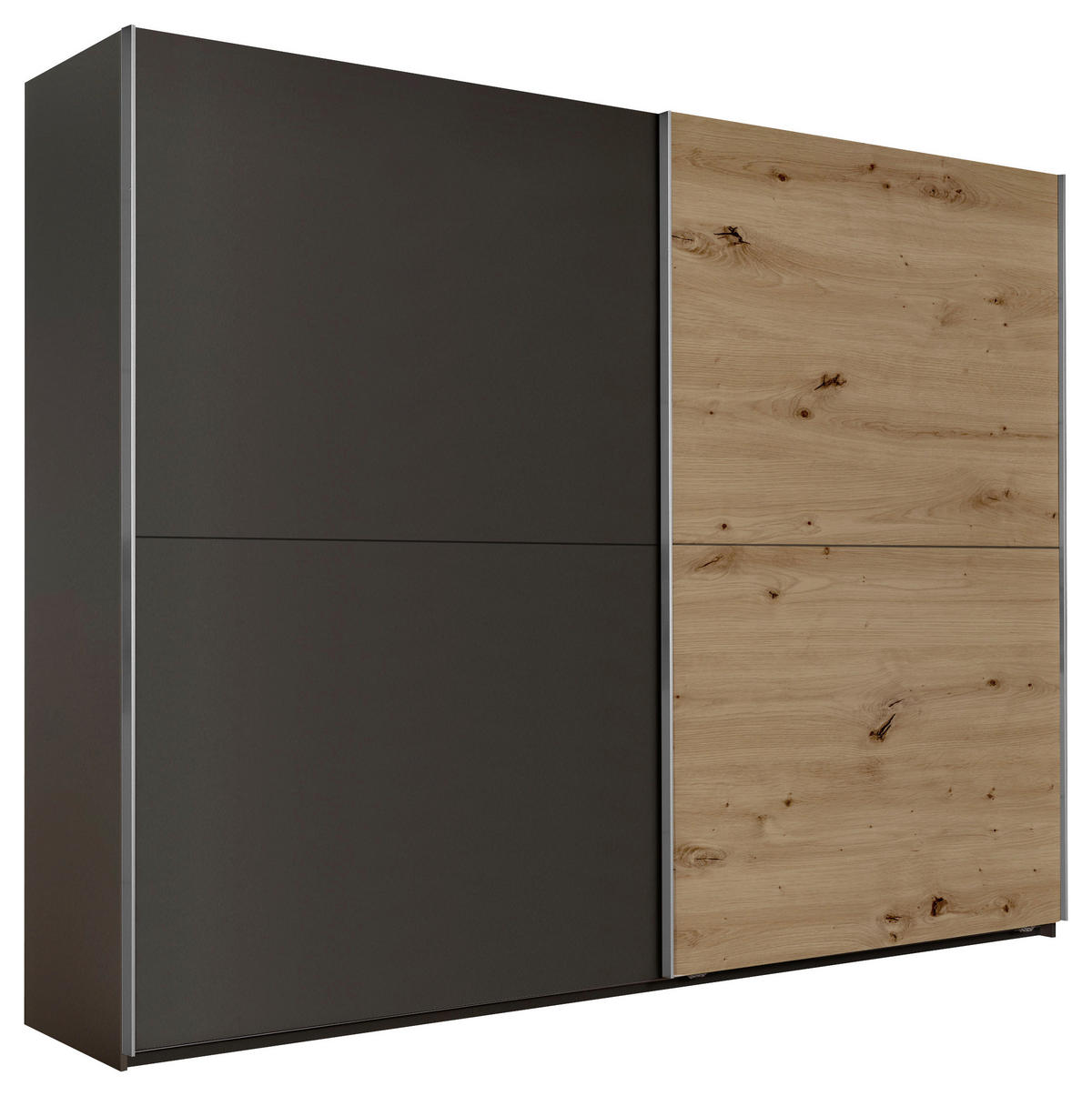 SCHWEBETÜRENSCHRANK in Graphitfarben, Eiche Artisan  - Alufarben/Graphitfarben, Modern, Holzwerkstoff/Metall (270/210/60cm) - Livetastic
