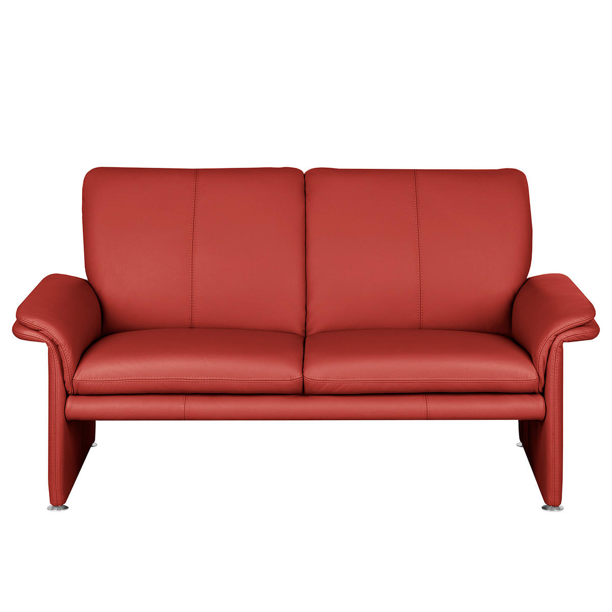 2-SITZER-SOFA Rot Echtleder  - Silberfarben/Rot, Design, Leder/Metall (164/90/88cm) - Livetastic