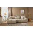 ECKSOFA in Velours Creme  168/298 cm  - Creme/Schwarz, KONVENTIONELL, Kunststoff/Textil (168/298cm) - Carryhome