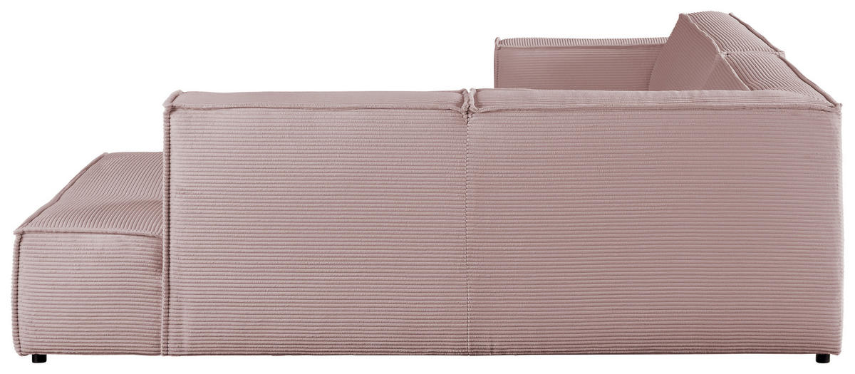 ECKSOFA in Cord Rosa  - Schwarz/Rosa, Konventionell, Kunststoff/Textil (254/224cm) - Hom`in