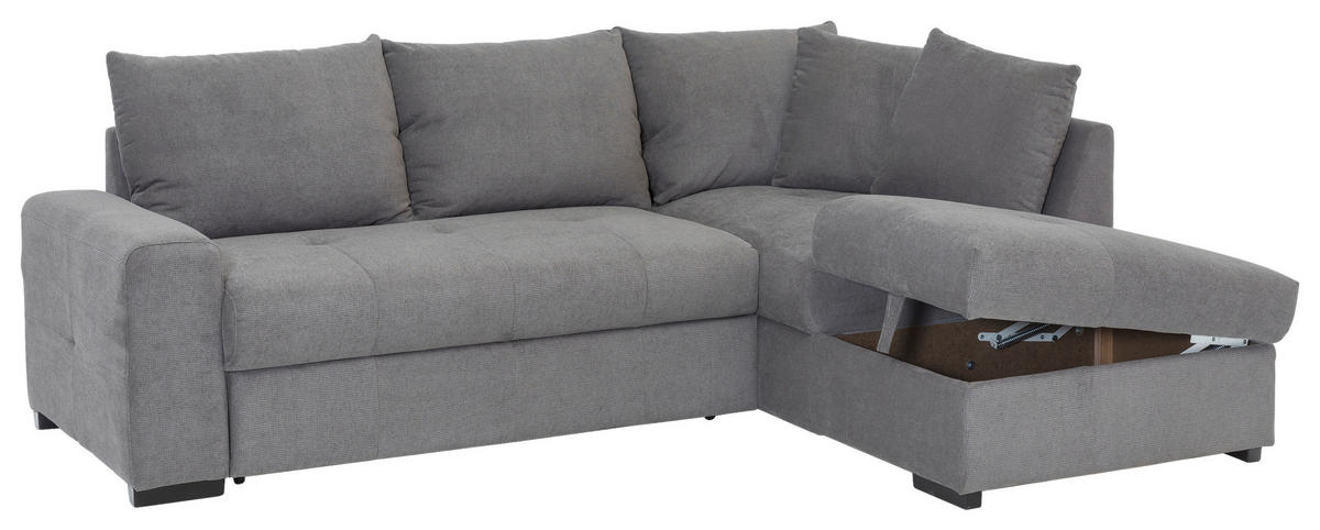 ECKSCHLAFSOFA in Mikrofaser Grau  - Schwarz/Grau, MODERN, Kunststoff/Textil (241/173cm) - MID.YOU