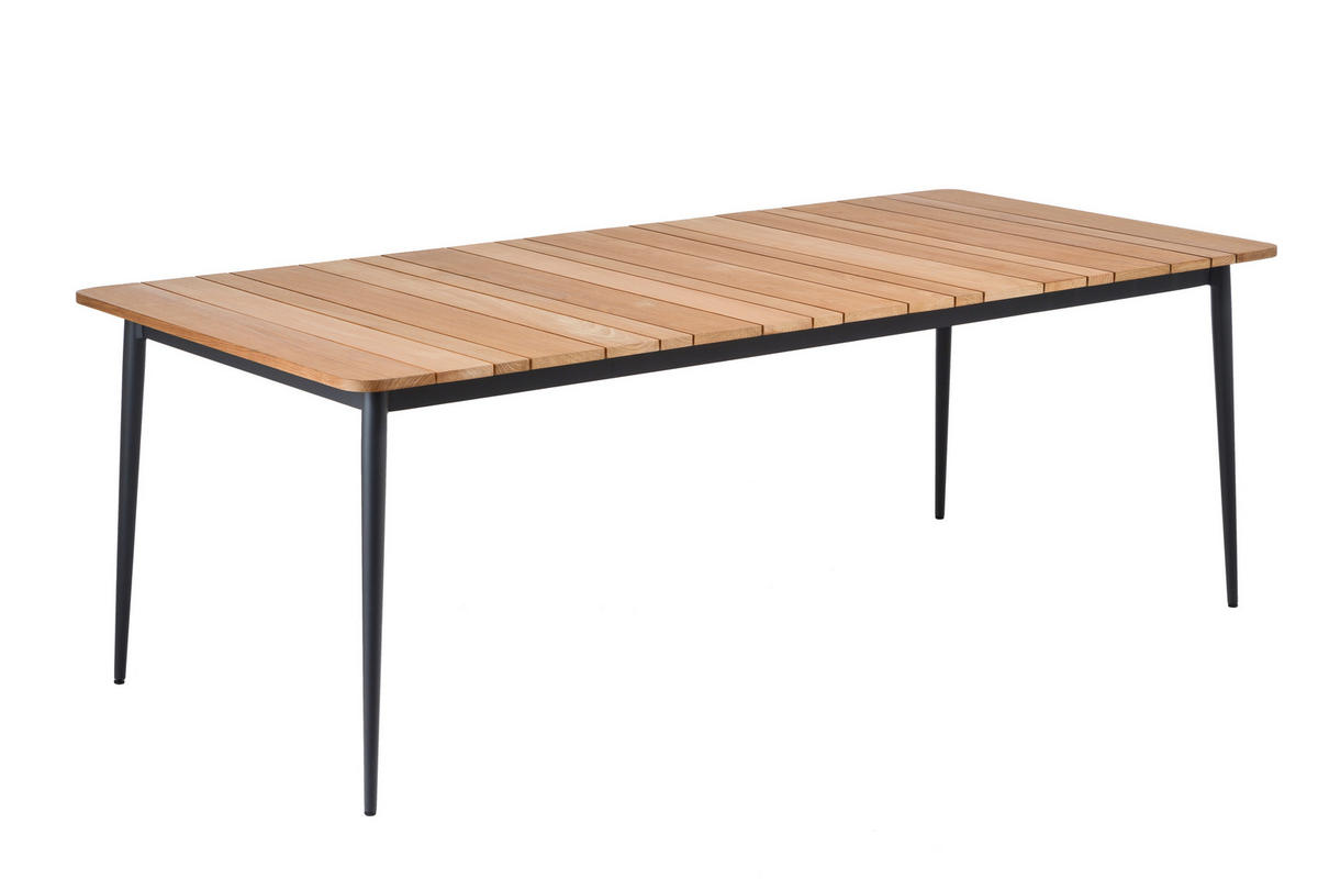 GARTENTISCH Holz Teakfarben rechteckig  - Anthrazit/Teakfarben, Design, Holz/Metall (220/95/76cm)