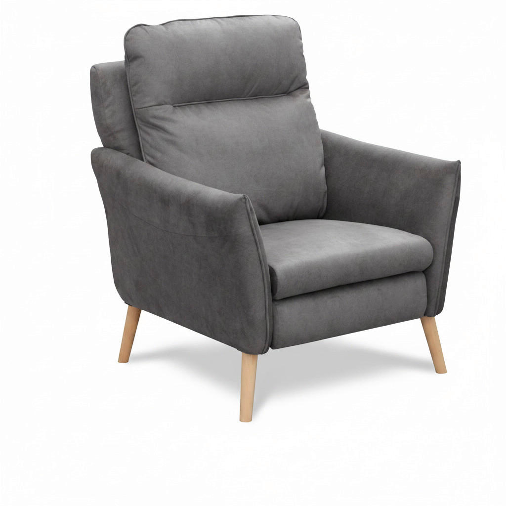 SESSEL Mikrofaser Anthrazit  - Anthrazit/Buchefarben, Design, Holz/Textil (88/110/92cm) - Livetastic