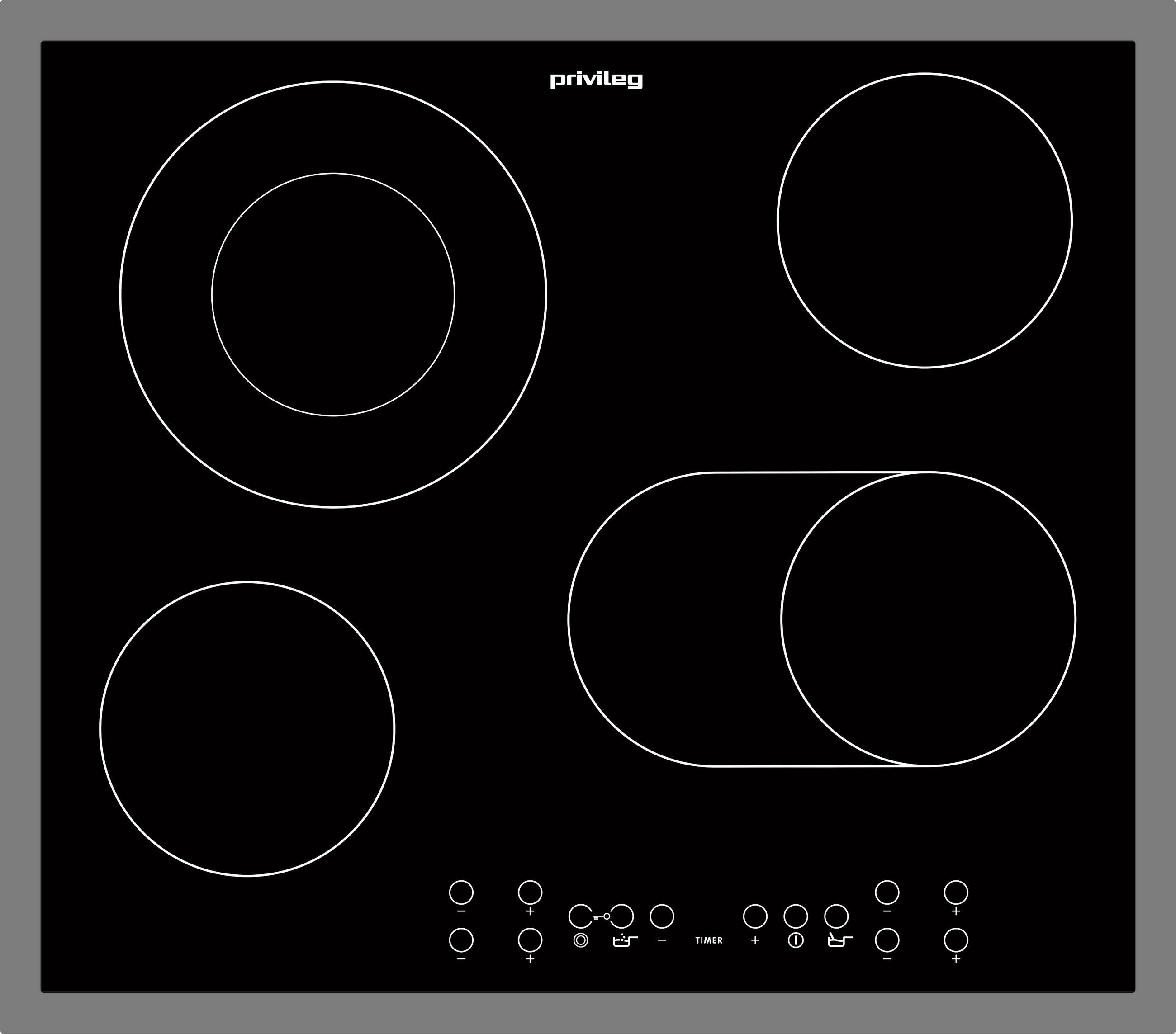 GLASKERAMIKKOCHFELD PCTACK6041/1IN  - Edelstahlfarben/Schwarz, Basics, Glas (60cm) - Privileg