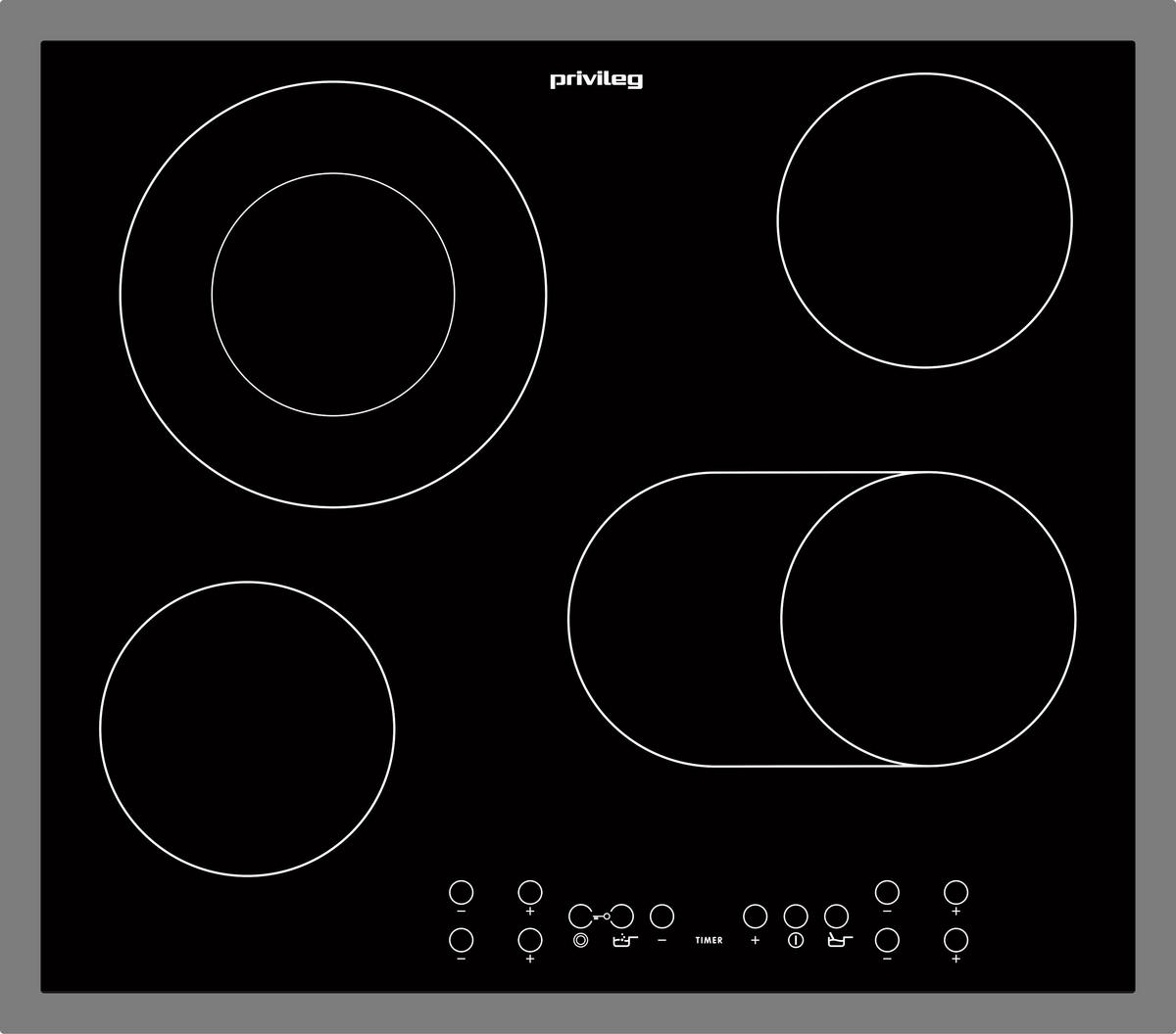 GLASKERAMIKKOCHFELD PCTACK6041/1IN  - Edelstahlfarben/Schwarz, Basics, Glas (60cm) - Privileg