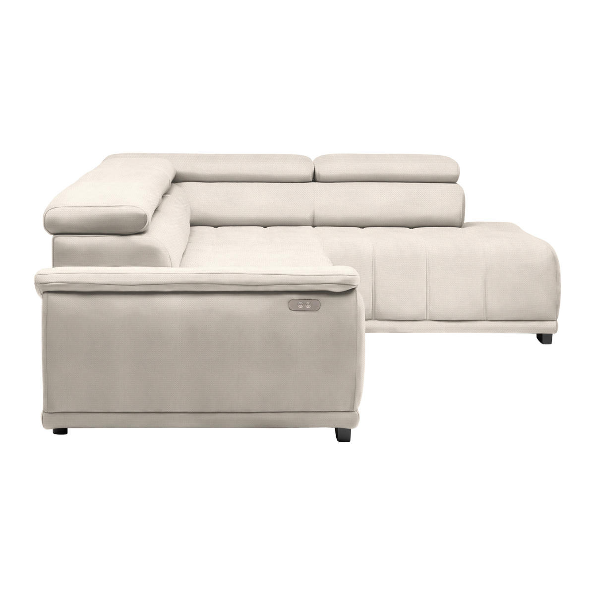 HÖRNSOFFA i chenille, vävt tyg pärlemor  - pärlemor/svart, Modern, textil/plast (283/106cm) - MID.YOU