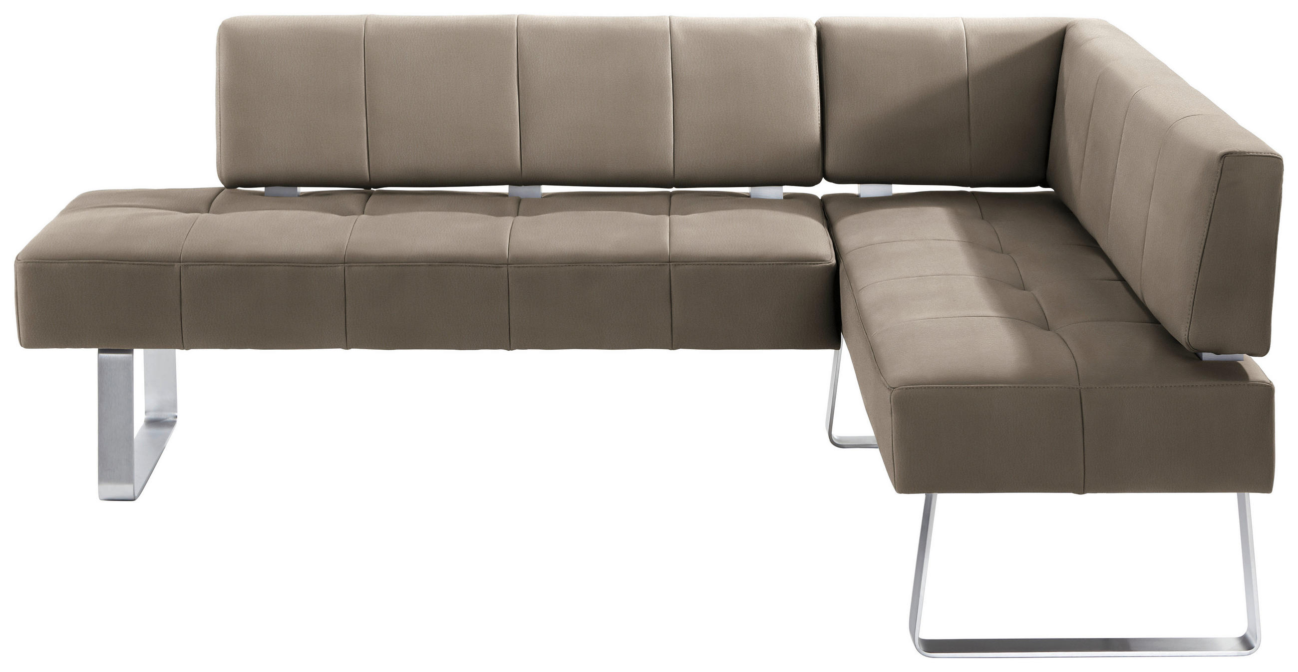 ECKBANK 227/165 cm Mikrofaser Edelstahlfarben, Sandfarben Metall   - Sandfarben/Edelstahlfarben, Design, Textil/Metall (227/165cm) - Moderano
