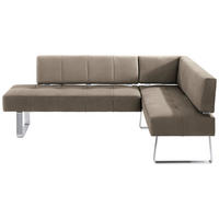 ECKBANK 227/165 cm Mikrofaser Edelstahlfarben, Sandfarben Metall   - Sandfarben/Edelstahlfarben, Design, Textil/Metall (227/165cm) - Moderano