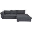 ECKSOFA Anthrazit Flachgewebe  - Anthrazit/Silberfarben, Design, Textil/Metall (306/174cm) - Carryhome