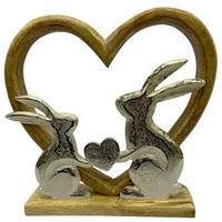 DEKOHASE - Silberfarben/Braun, LIFESTYLE, Holz/Metall (15/15,5/5cm)