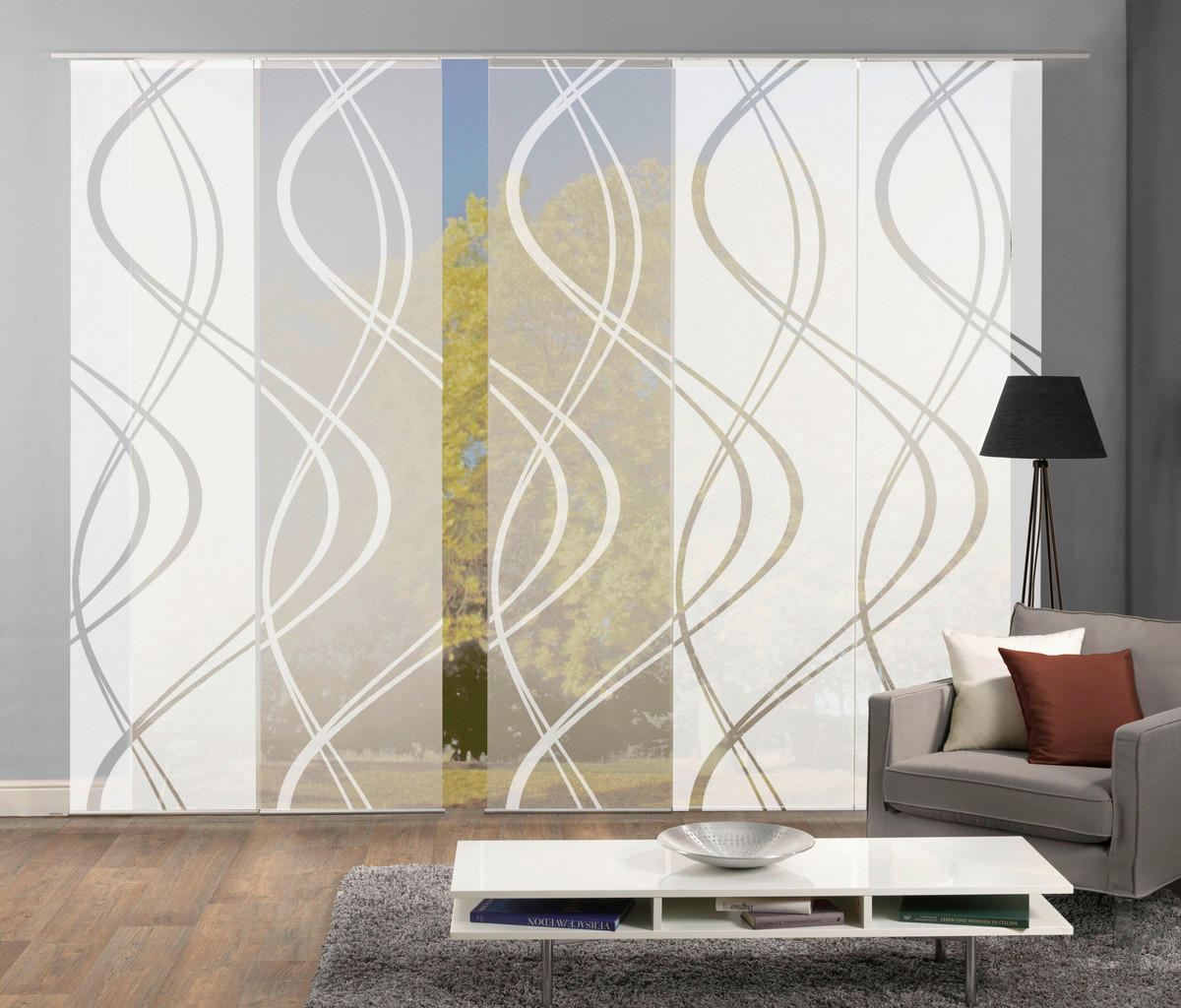FLÄCHENVORHANG TIBERIO, 5-TLG. in Weiß halbtransparent  - Weiß, MODERN, Textil (60/245cm)