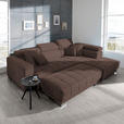 ECKSOFA in Mikrofaser Braun  - Chromfarben/Braun, Design, Textil/Metall (301/207cm) - Xora