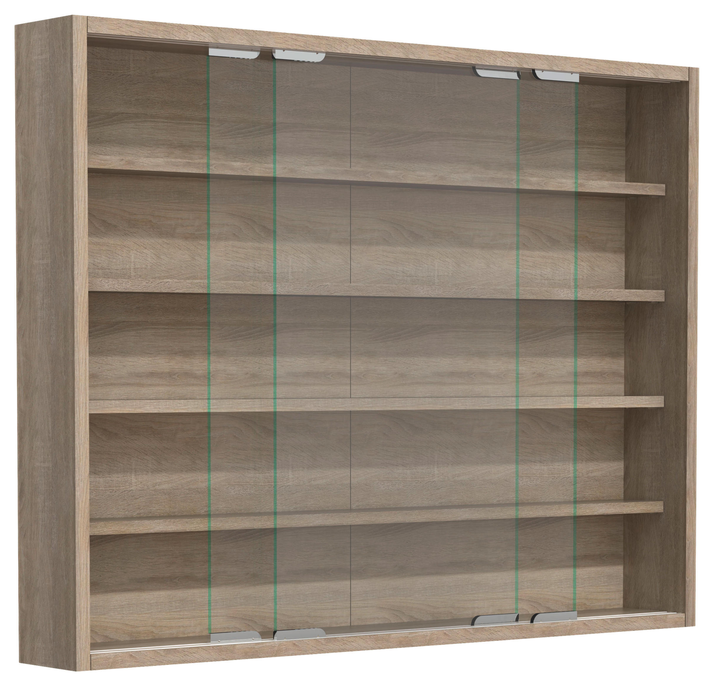 HÄNGEVITRINE in Sonoma Eiche - Silberfarben/Sonoma Eiche, Modern, Glas/Holzwerkstoff (77/60/10cm) - MID.YOU