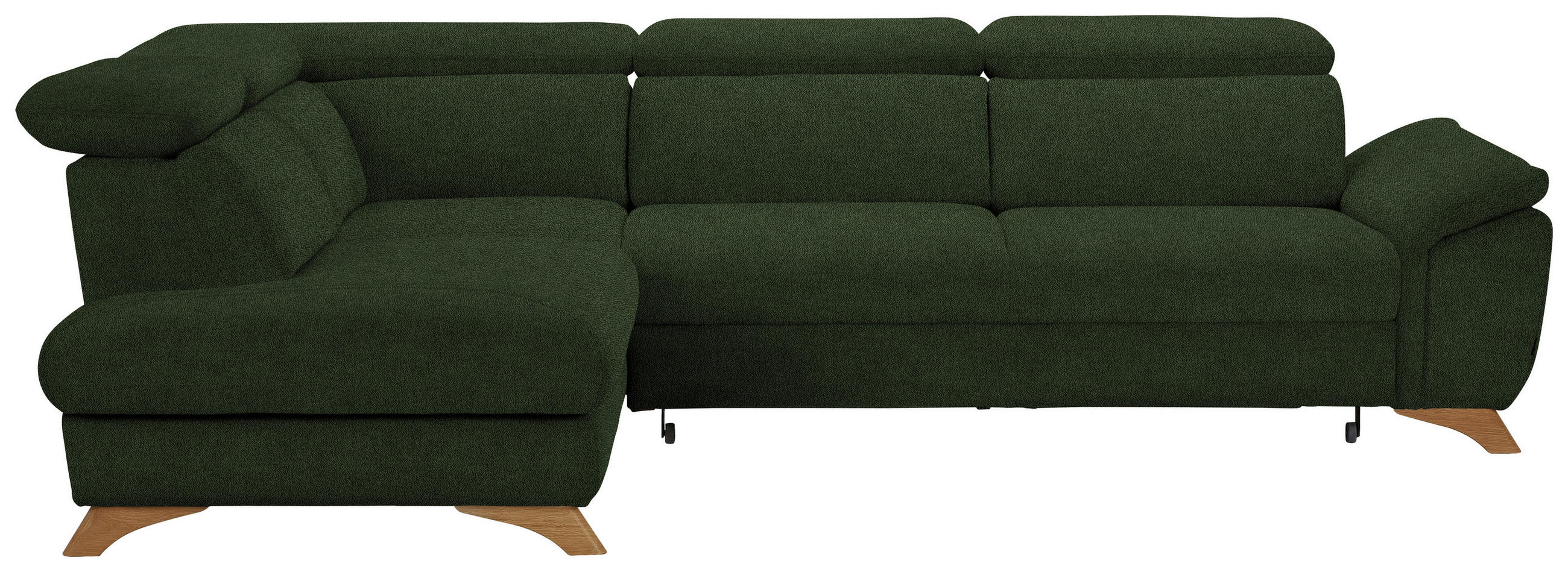 ECKSOFA in Flachgewebe Olivgrün  - Eichefarben/Olivgrün, Modern, Holz/Textil (212/287cm) - Valnatura