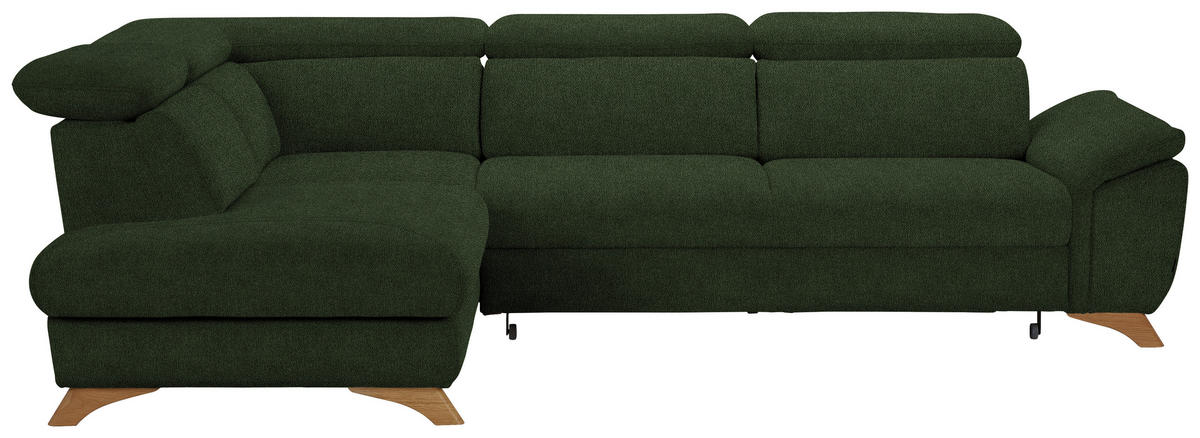ECKSOFA in Flachgewebe Olivgrün  - Eichefarben/Olivgrün, Modern, Holz/Textil (212/287cm) - Valnatura