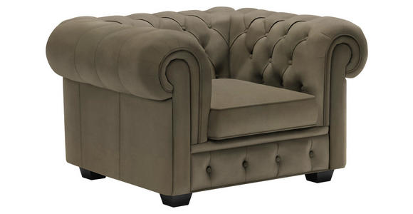 CHESTERFIELD-SESSEL - Wengefarben/Schlammfarben, LIFESTYLE, Holz/Textil (115/76,5/96cm) - Landscape