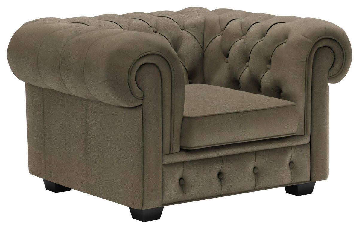 CHESTERFIELD-SESSEL in Lederlook Schlammfarben  - Wengefarben/Schlammfarben, Lifestyle, Holz/Textil (115/76,5/96cm) - Landscape