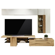 WOHNWAND in Eichefarben, Weiß - Eichefarben/Schwarz, Design, Glas/Holz (272/194/57cm) - Voglauer