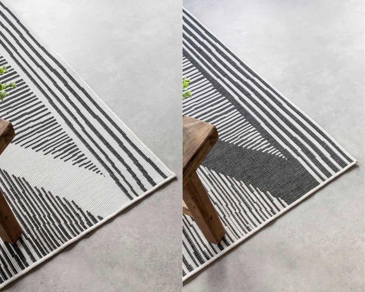 OUTDOORTEPPICH 80/150 cm Gemini Schwarz, Weiß  - Schwarz/Weiß, Design, Kunststoff (80/150cm)