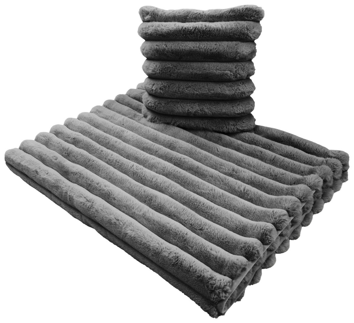 FELLKISSENBEZUG 48/48 cm  - Anthrazit, Textil (48/48cm) - Novel