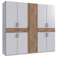 DREHTÜRENSCHRANK  in Weiß, Plankeneiche  - Plankeneiche/Schwarz, KONVENTIONELL, Holzwerkstoff/Kunststoff (225/208/58cm) - Carryhome