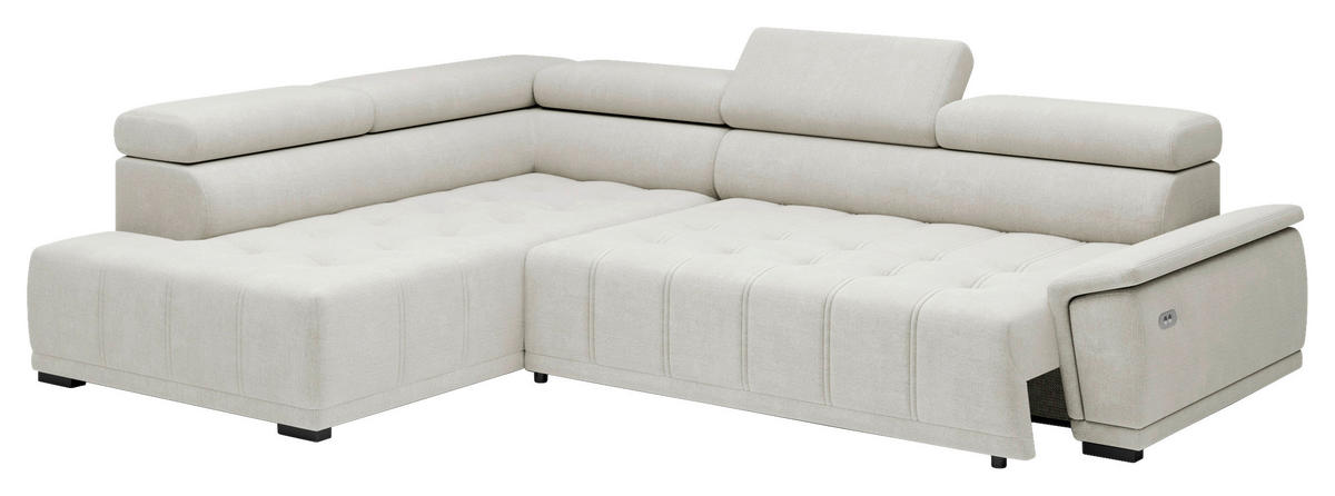 HÖRNSOFFA i vävt tyg, chenille sandfärgad  - sandfärgad/svart, Modern, textil/plast (106/283cm) - MID.YOU