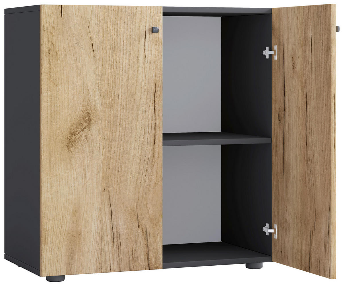 AKTENREGAL 70/74/37 cm  - Honigeiche/Anthrazit, Design, Holzwerkstoff/Kunststoff (70/74/37cm) - MID.YOU