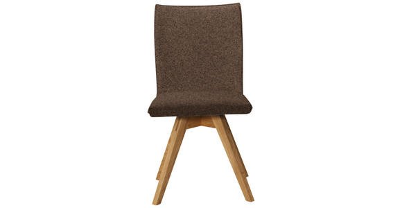 STUHL Samt Braun, Eichefarben Wildeiche massiv  - Eichefarben/Braun, KONVENTIONELL, Holz/Textil (60/91/61cm) - Moderano