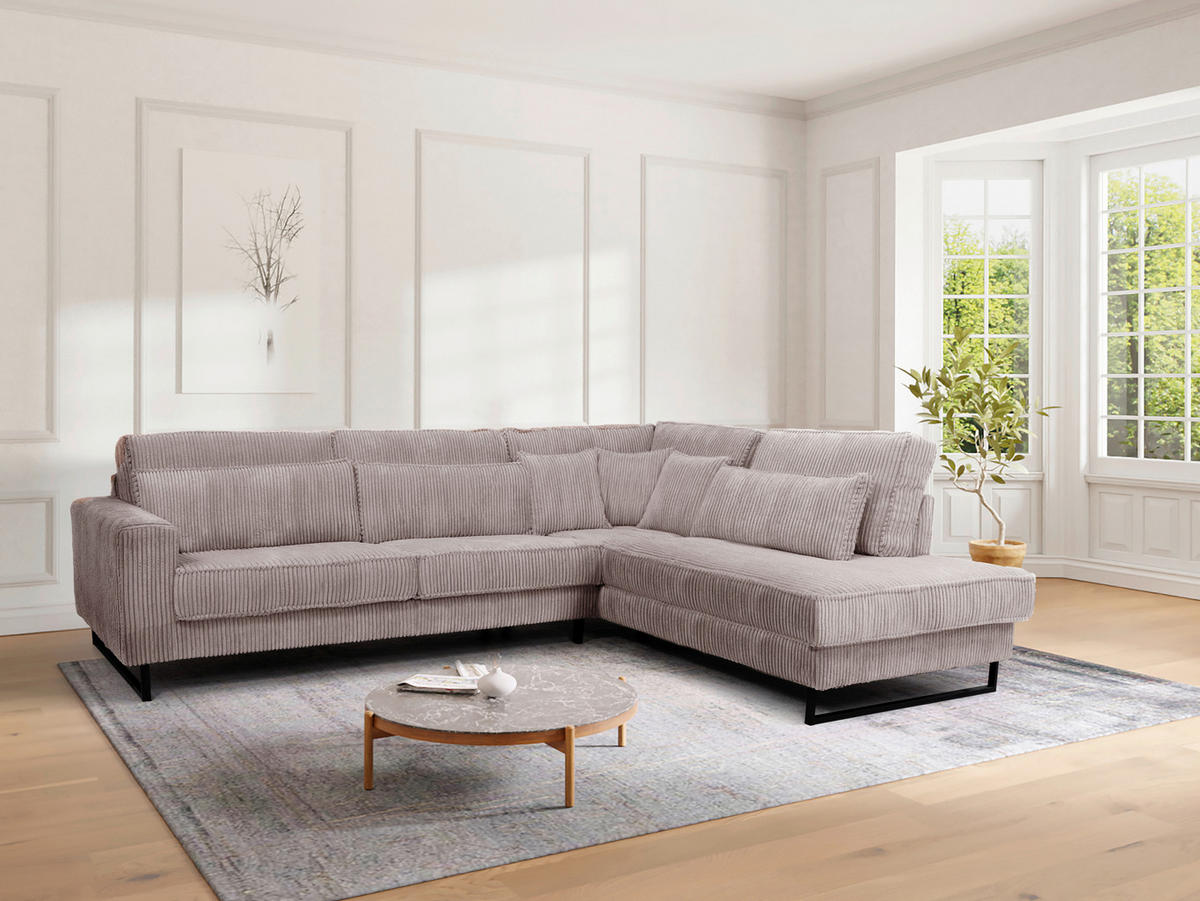 ECKSOFA ICON Cappuccino Cord Zierkissen, Rückenkissen, Nierenkissen  - Schwarz/Cappuccino, KONVENTIONELL, Textil/Metall (284/253cm) - Livetastic
