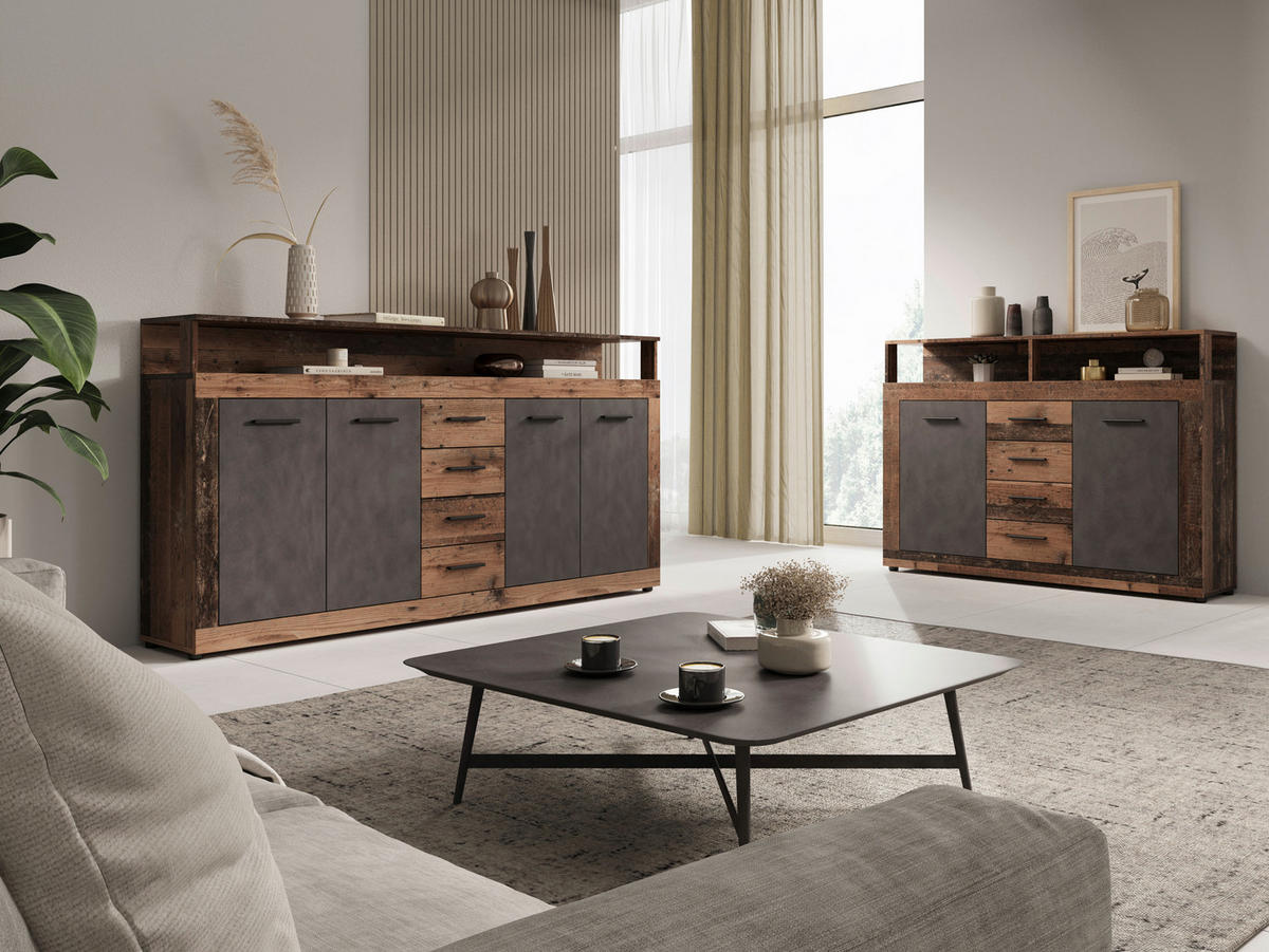 KOMMODE  in 119/96/32 cm  - Alteiche/Anthrazit, Design, Holzwerkstoff/Kunststoff (119/96/32cm) - MID.YOU