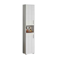HOCHSCHRANK 37/192/31 cm  - Weiß Hochglanz/Silberfarben, Trend, Holzwerkstoff/Kunststoff (37/192/31cm) - MID.YOU