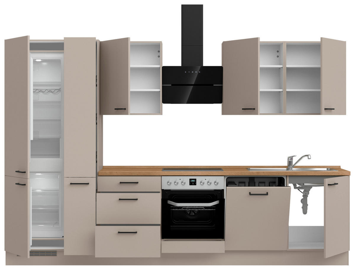 KÜCHENLEERBLOCK 330 cm   in Eichefarben, Sandfarben  - Sandfarben/Eichefarben, MODERN, Holzwerkstoff/Metall (330cm) - Nobilia