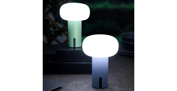 AKKU-TISCHLEUCHTE 13/19 cm  - Weiß/Hellblau, Trend, Glas/Metall (13/19cm) - Dieter Knoll