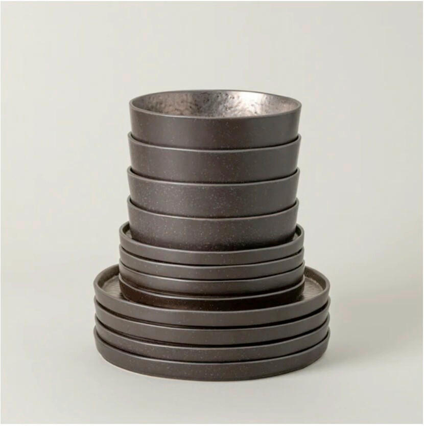 KOMBISERVICE Lagoa 12-teilig  - Goldbraun, Basics, Keramik - Costa Nova