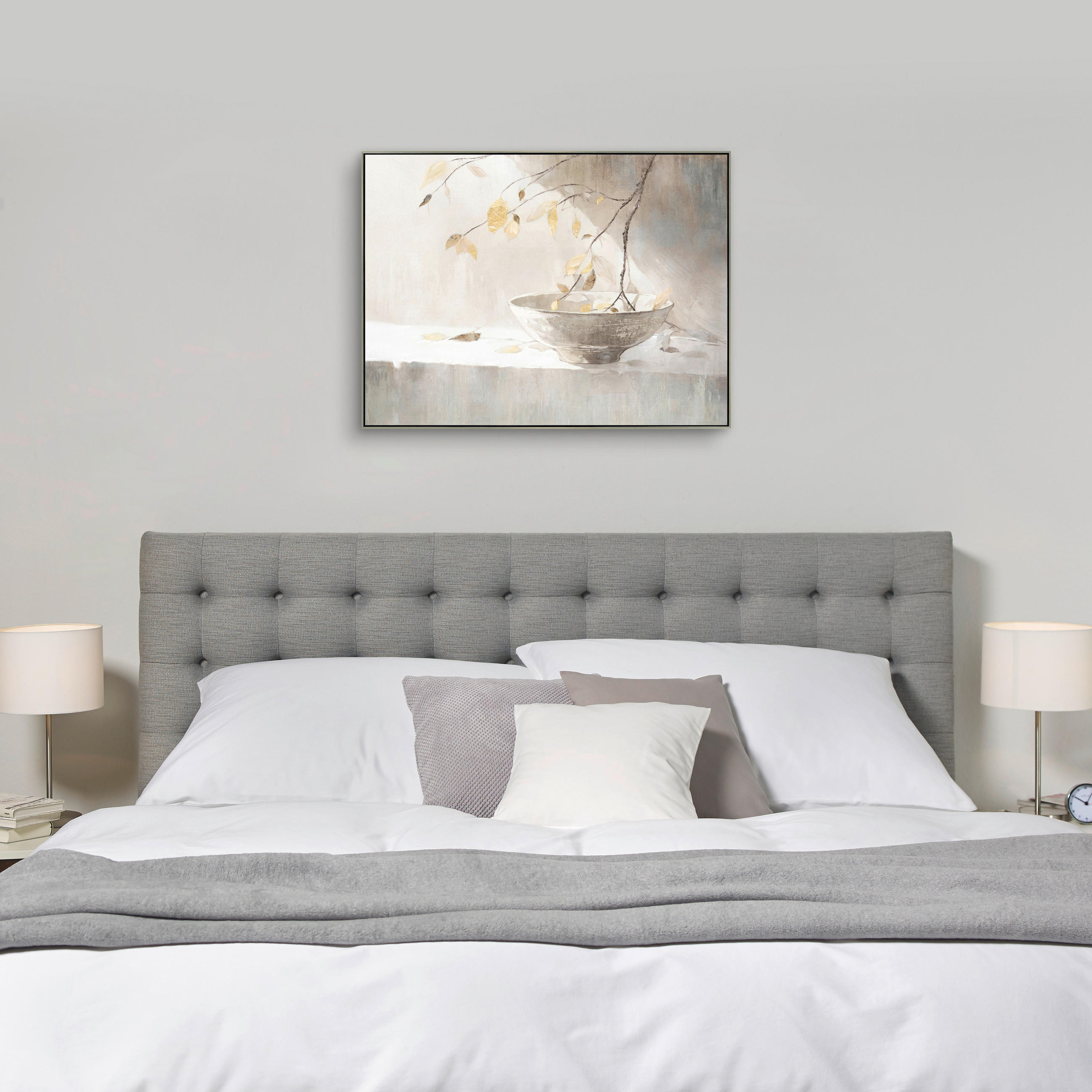 TISAK NA PLATNU 120/90 cm - srebrne boje/smeđa, Trend, drvo/tekstil (120/90cm) - Monee