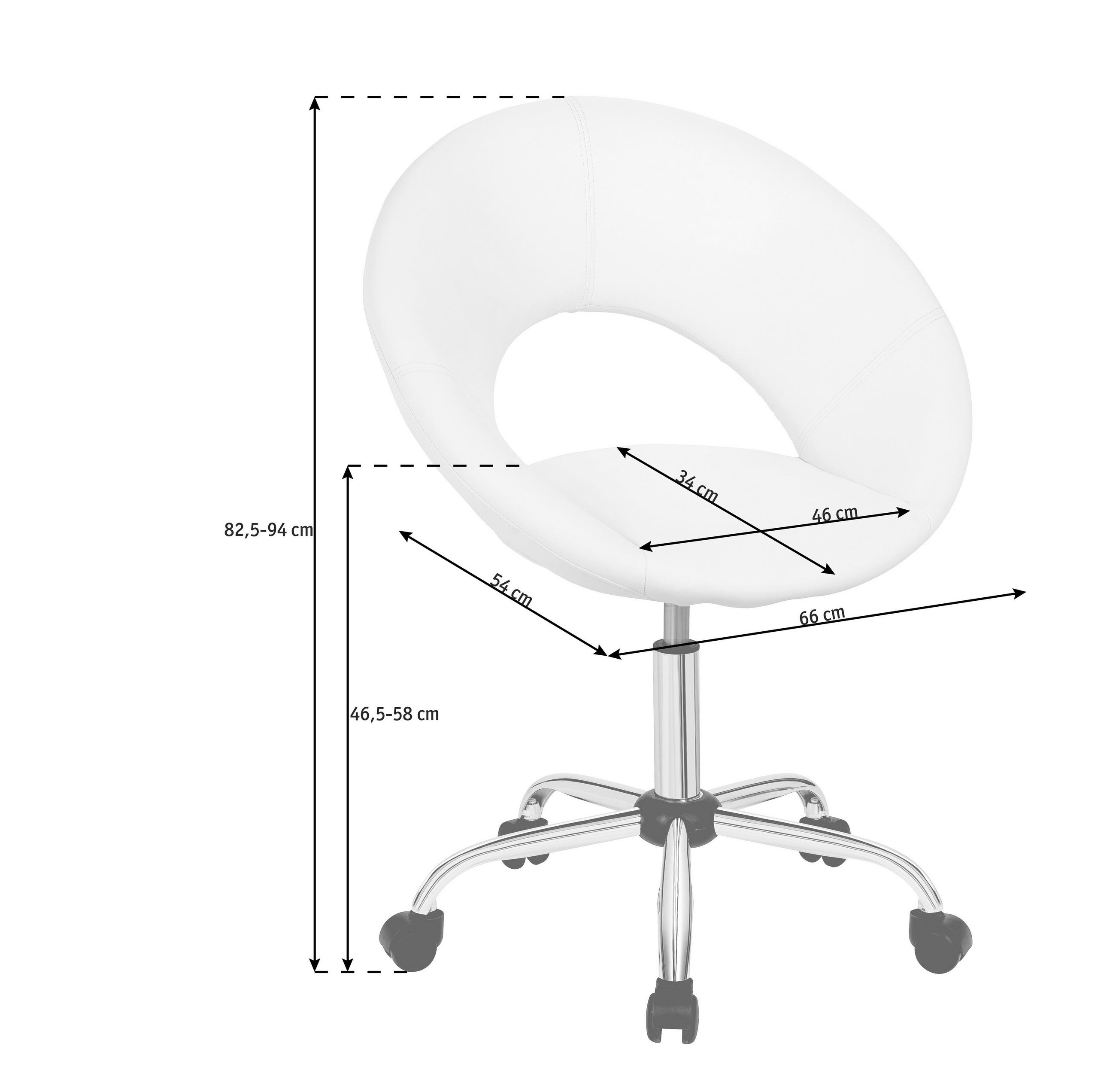 Scaun birou tineret - alb/culoare crom, Design, plastic/metal (68/84-96/56cm) - Carryhome