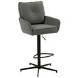 BARHOCKER Leinenoptik Grau, Schwarz Eisen Stoffauswahl, Sitzfläche 360° drehbar  - Taupe/Schwarz, Design, Textil/Metall (58/103-123/61cm) - Novel