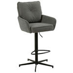 BARHOCKER Leinenoptik Grau, Schwarz Eisen Stoffauswahl, Sitzfläche 360° drehbar  - Taupe/Schwarz, Design, Textil/Metall (58/103-123/61cm) - Novel