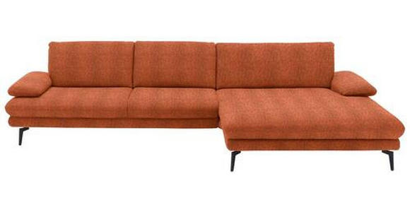 ECKSOFA in Chenille Terracotta 310/180 cm - Terracotta/Schwarz, Design, Textil/Metall (310/180cm) - Dieter Knoll