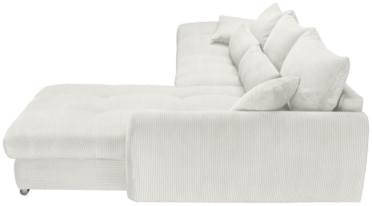 ECKSOFA Creme Cord  - Chromfarben/Creme, KONVENTIONELL, Textil/Metall (335/225cm) - Carryhome